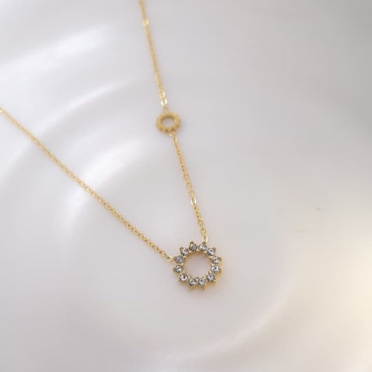 Diamond Sun Circle Necklace