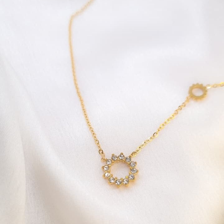 Diamond Sun Circle Necklace