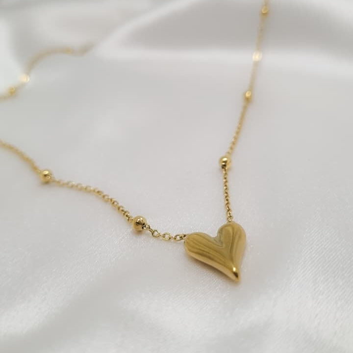 Heart Ball Chain Pendant Necklace