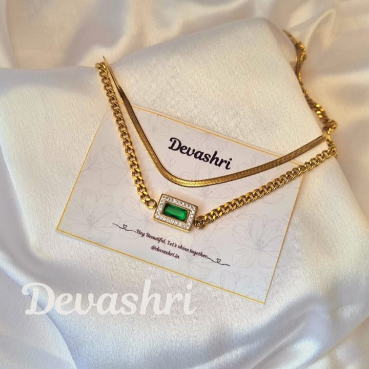 Mystic Green Premium Layered Necklace