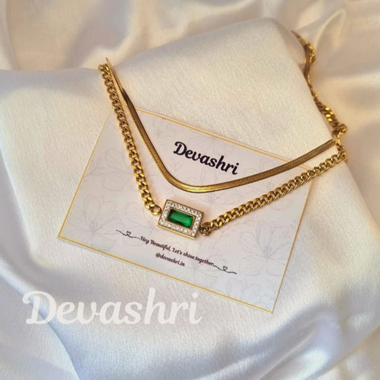 Mystic Green Premium Layered Necklace