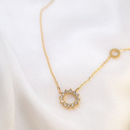 Diamond Sun Circle Necklace