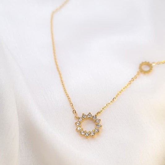 Diamond Sun Circle Necklace