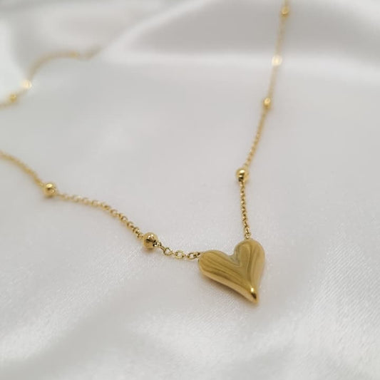 Heart Ball Chain Pendant Necklace
