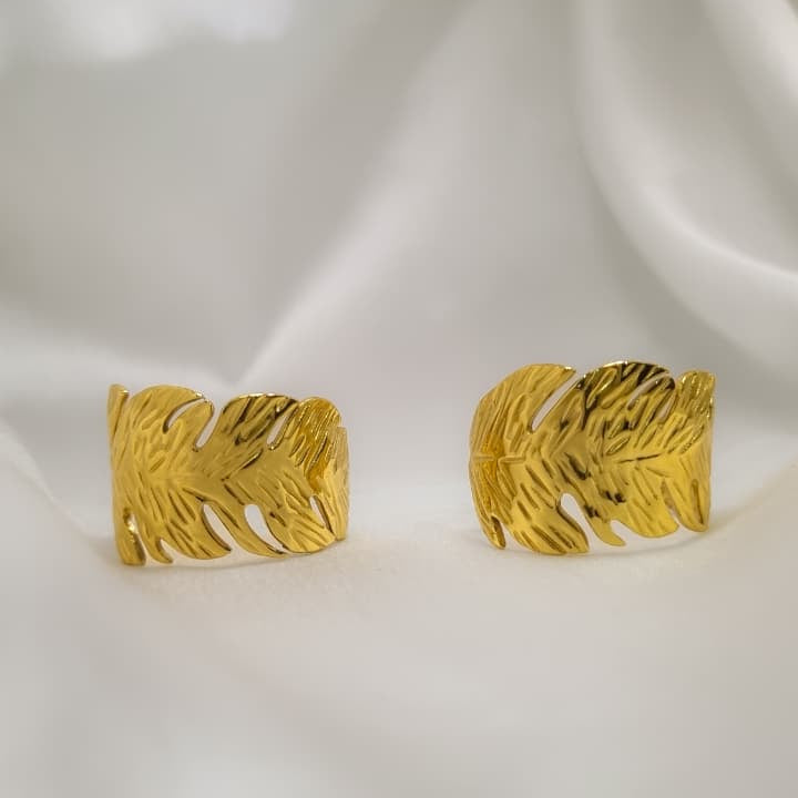 Leaf Textured Hoop Earrings