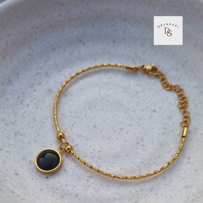Black Onyx Wire Charm Bracelet