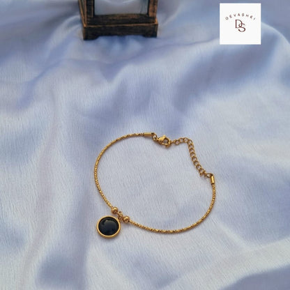 Black Onyx Wire Charm Bracelet