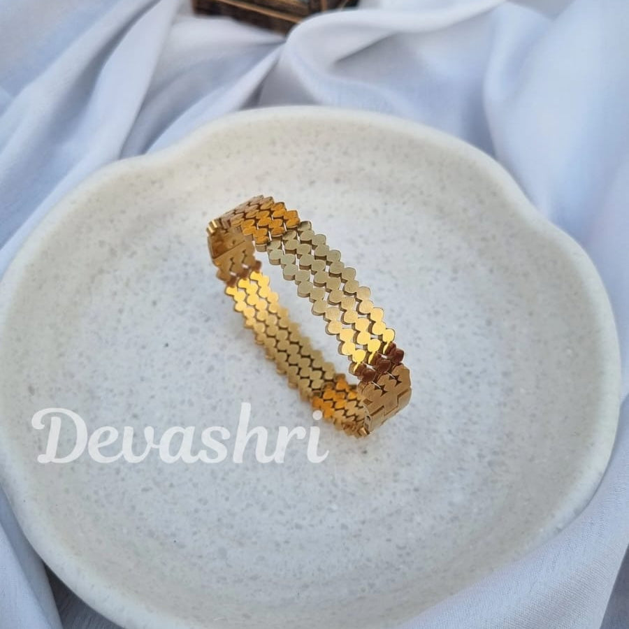 Wavy Gold Plated Bangle Style Cuff