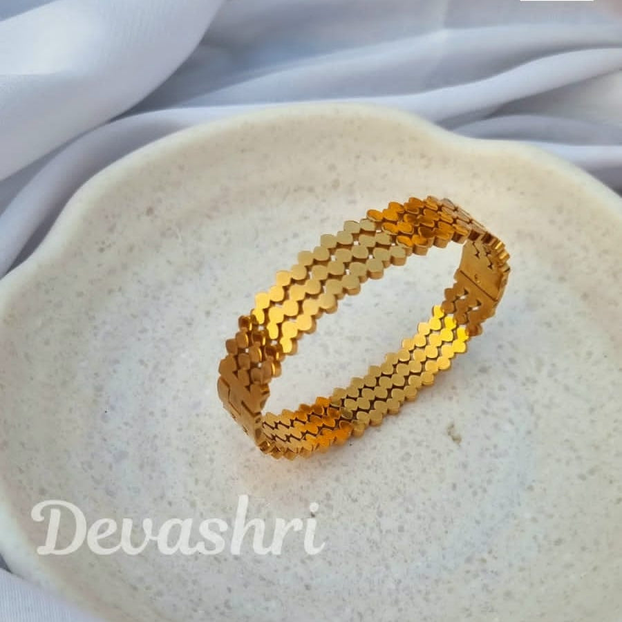 Wavy Gold Plated Bangle Style Cuff