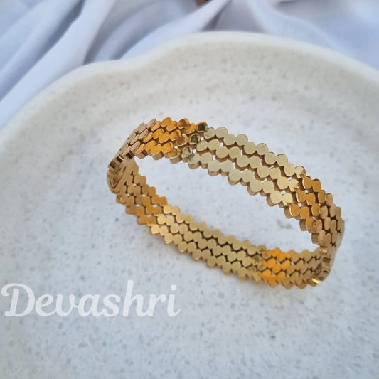 Wavy Gold Plated Bangle Style Cuff