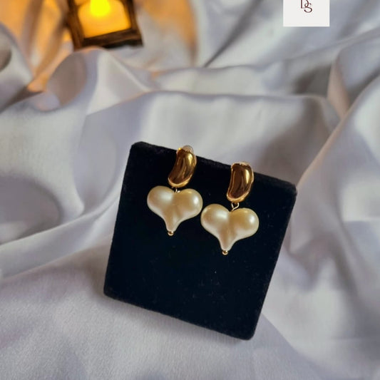 Pearly Heart Earrings