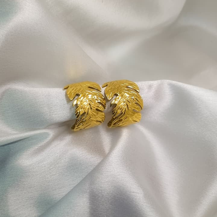 Leaf Textured Hoop Earrings